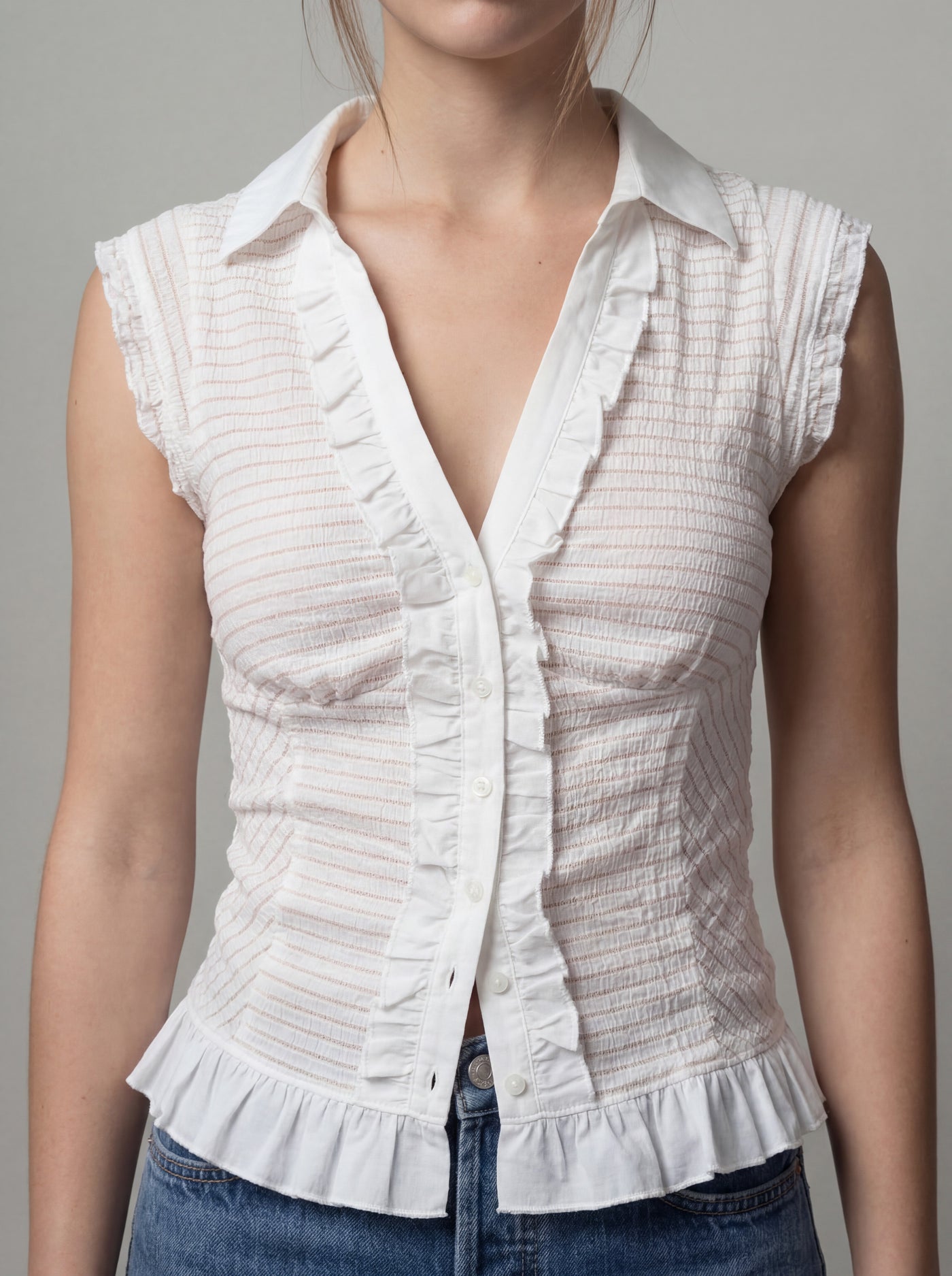 Cap-sleeve blouse