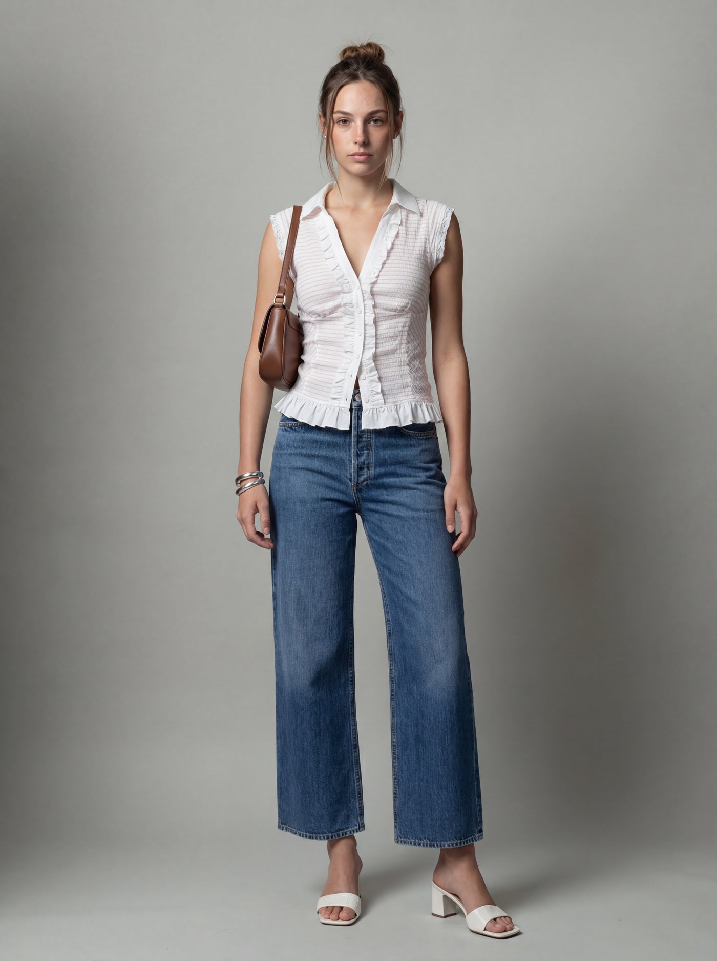 Cap-sleeve blouse