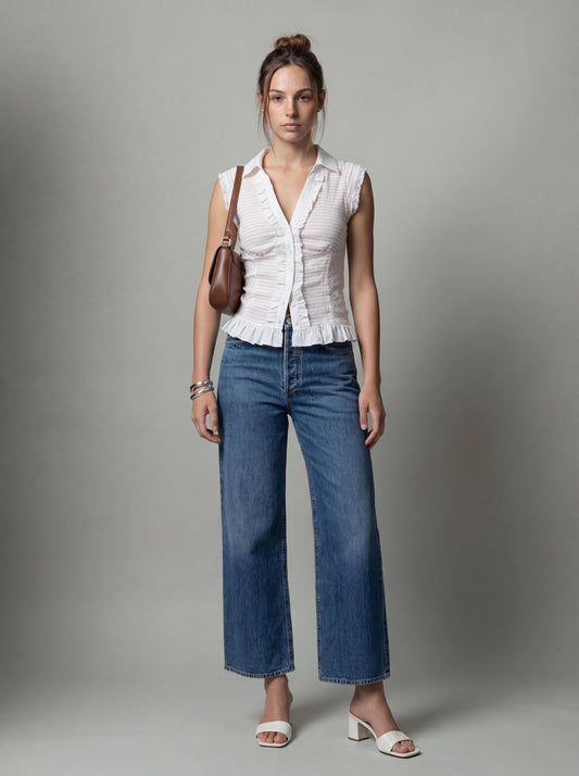 Cap-sleeve blouse